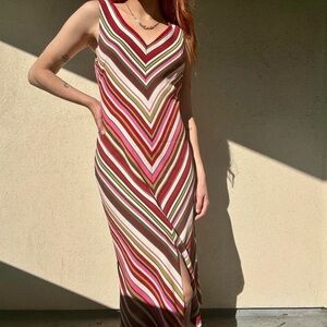 vintage 2000’s Zara basic summer multicoloured midi dress